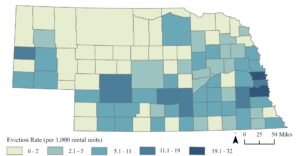 Map of eviction rates in Nebraska